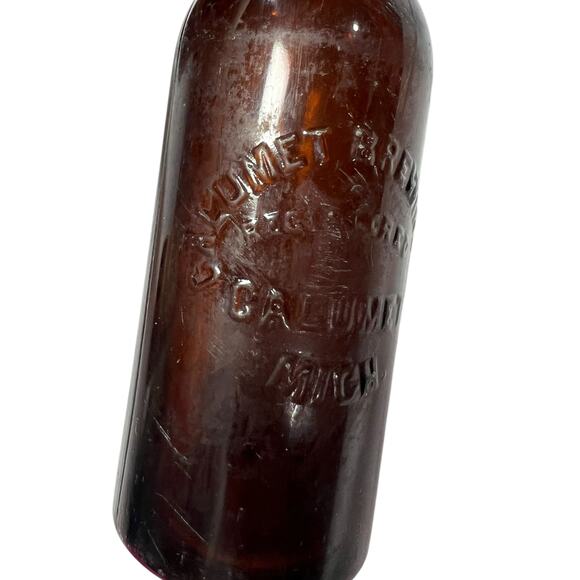 Calumet Brewing Co Registered Calumet Michigan Vintage Amber Glass - Picture 7 of 15